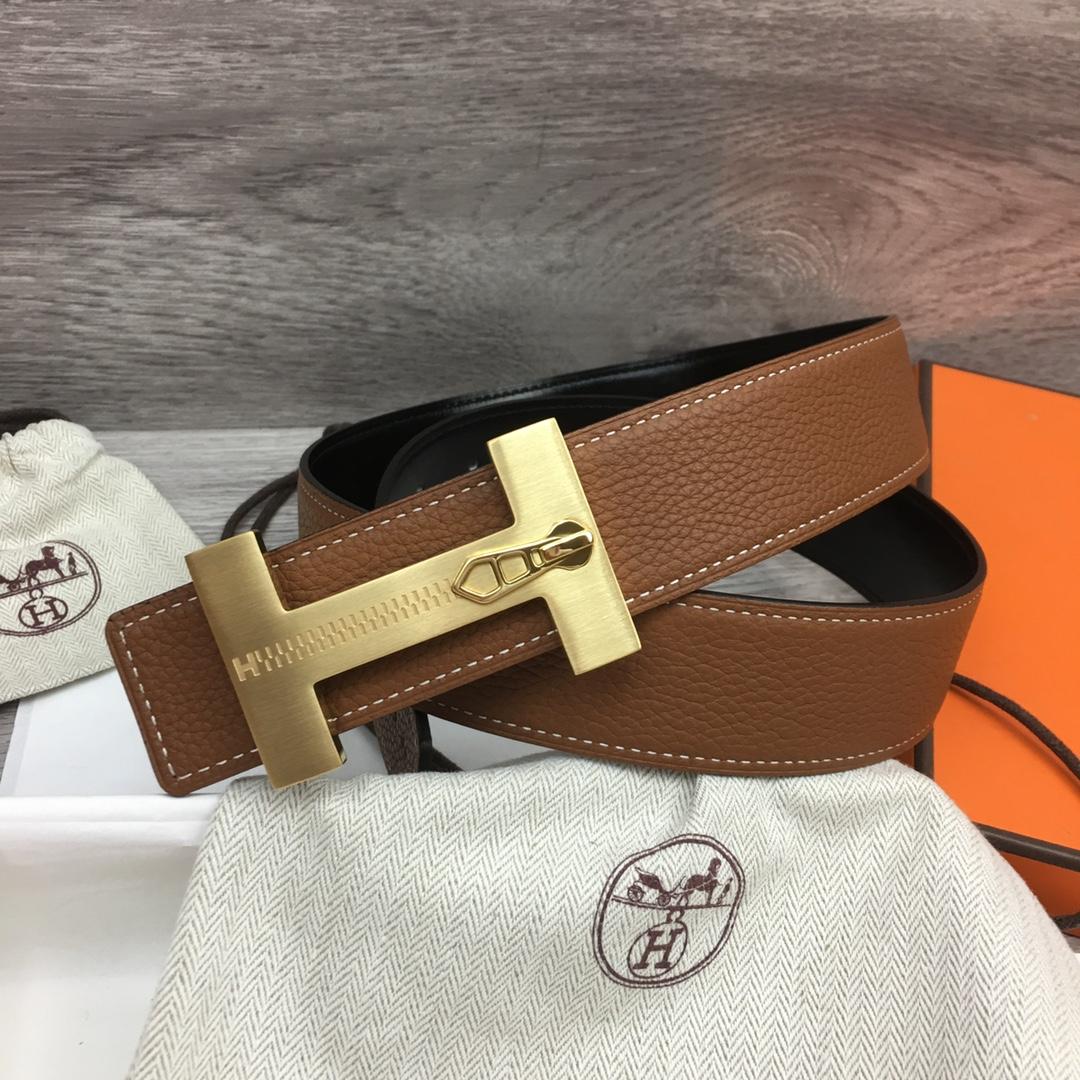 Hermes Leather H Buckle Belt - DopestKickz
