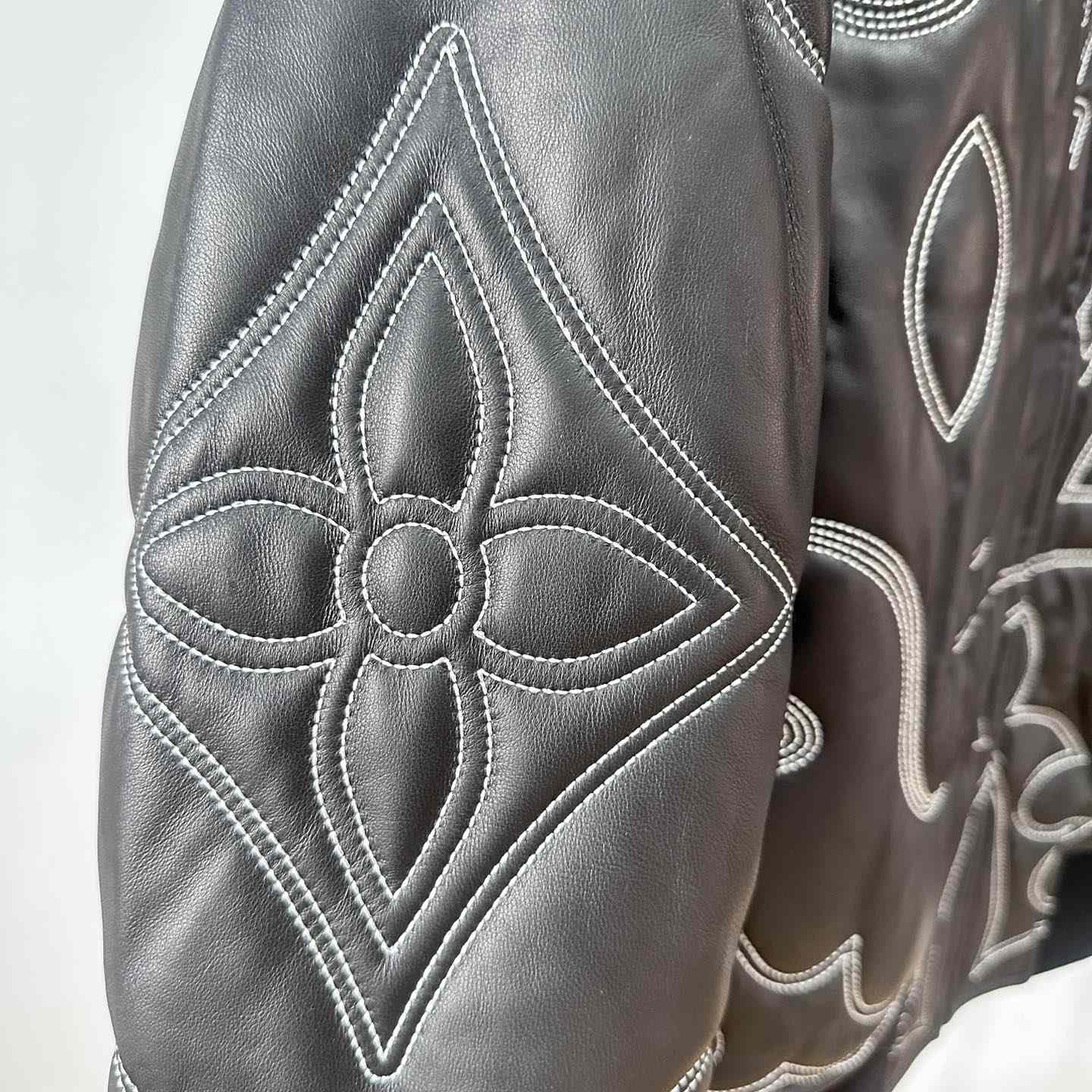 Louis Vuitton Embroidered Leather Bomber Jacket   - DopestKickz