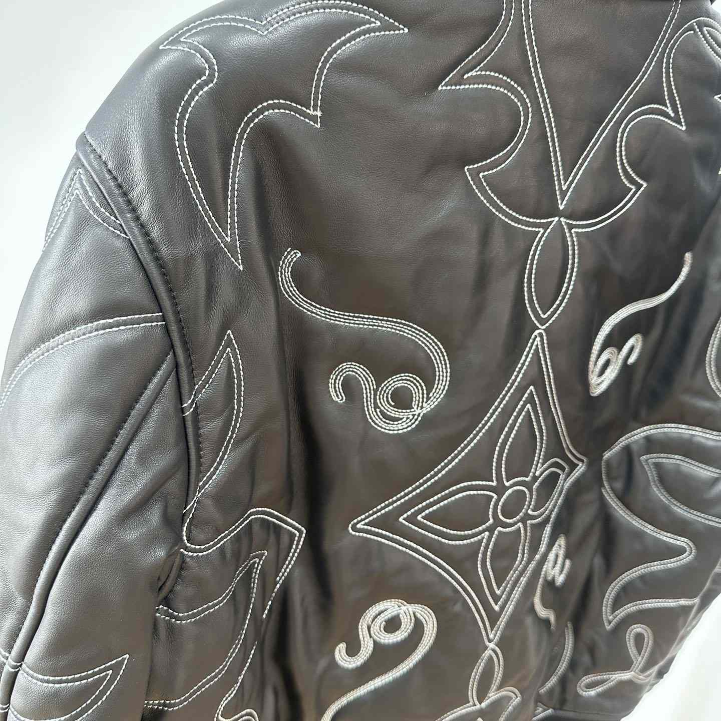 Louis Vuitton Embroidered Leather Bomber Jacket   - DopestKickz