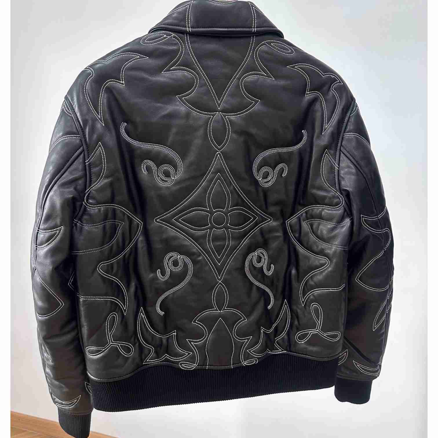 Louis Vuitton Embroidered Leather Bomber Jacket   - DopestKickz