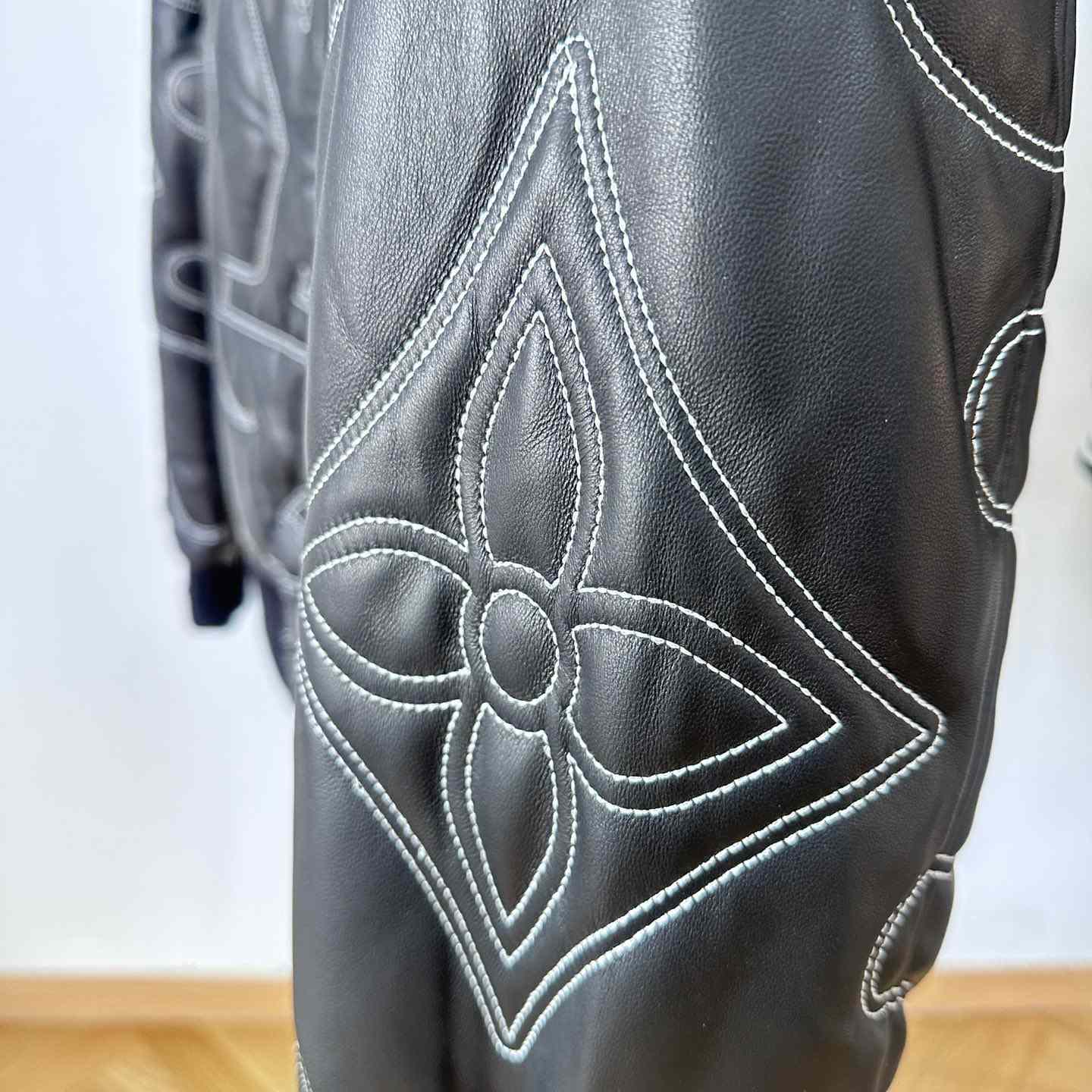 Louis Vuitton Embroidered Leather Bomber Jacket   - DopestKickz
