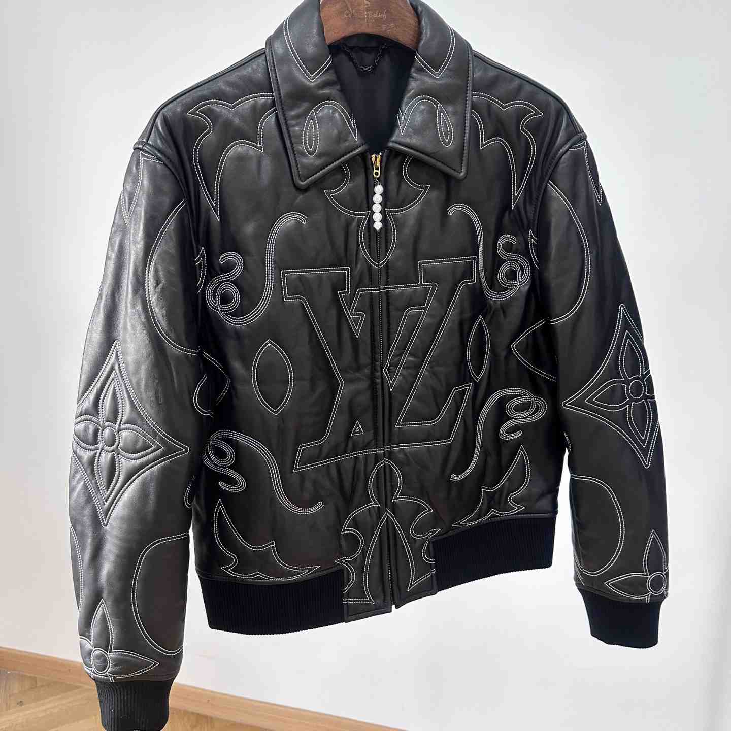 Louis Vuitton Embroidered Leather Bomber Jacket   - DopestKickz
