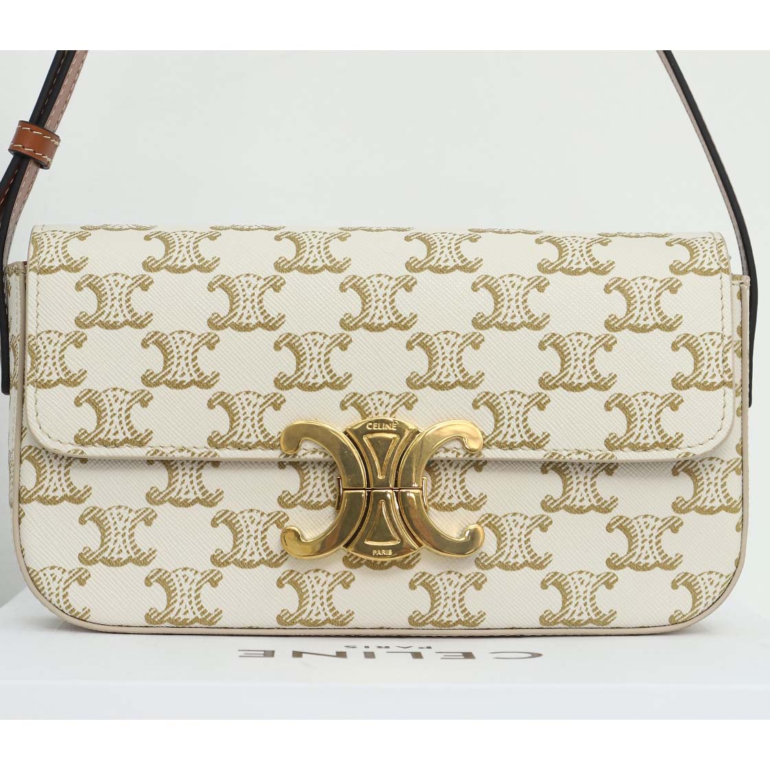 Celine Shoulder Bag Claude In Triomphe Canvas And Calfskin - DopestKickz