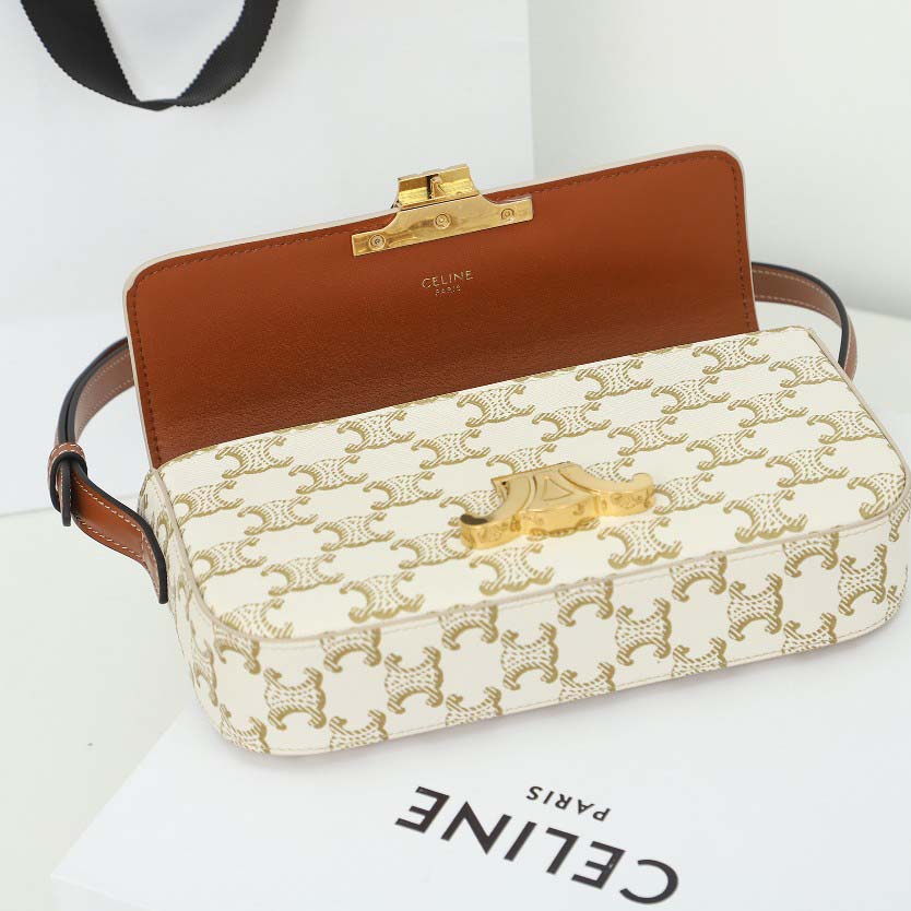 Celine Shoulder Bag Claude In Triomphe Canvas And Calfskin - DopestKickz