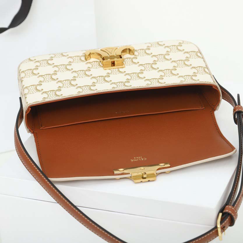 Celine Shoulder Bag Claude In Triomphe Canvas And Calfskin - DopestKickz