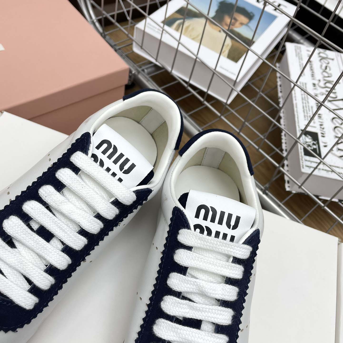 Miu Miu Plume Nappa Leather And Suede Sneakers - DopestKickz
