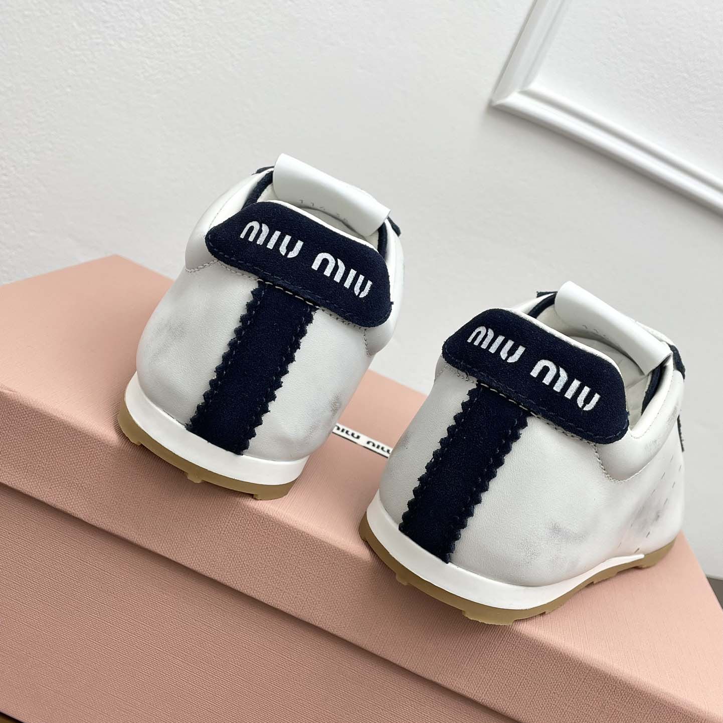Miu Miu Plume Nappa Leather And Suede Sneakers - DopestKickz