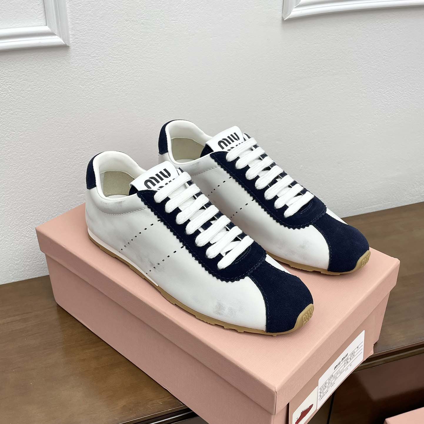 Miu Miu Plume Nappa Leather And Suede Sneakers - DopestKickz