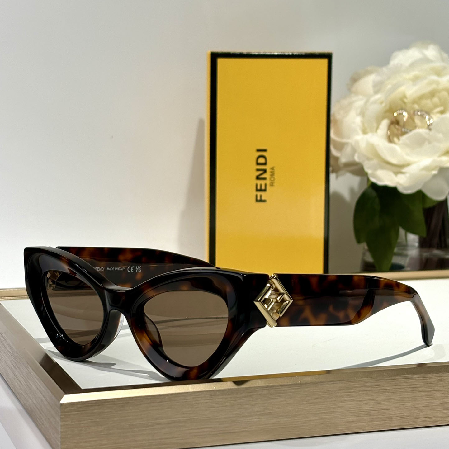 Fendi FF Diamonds Havana Acetate Sunglasses    FE40146l  - DopestKickz