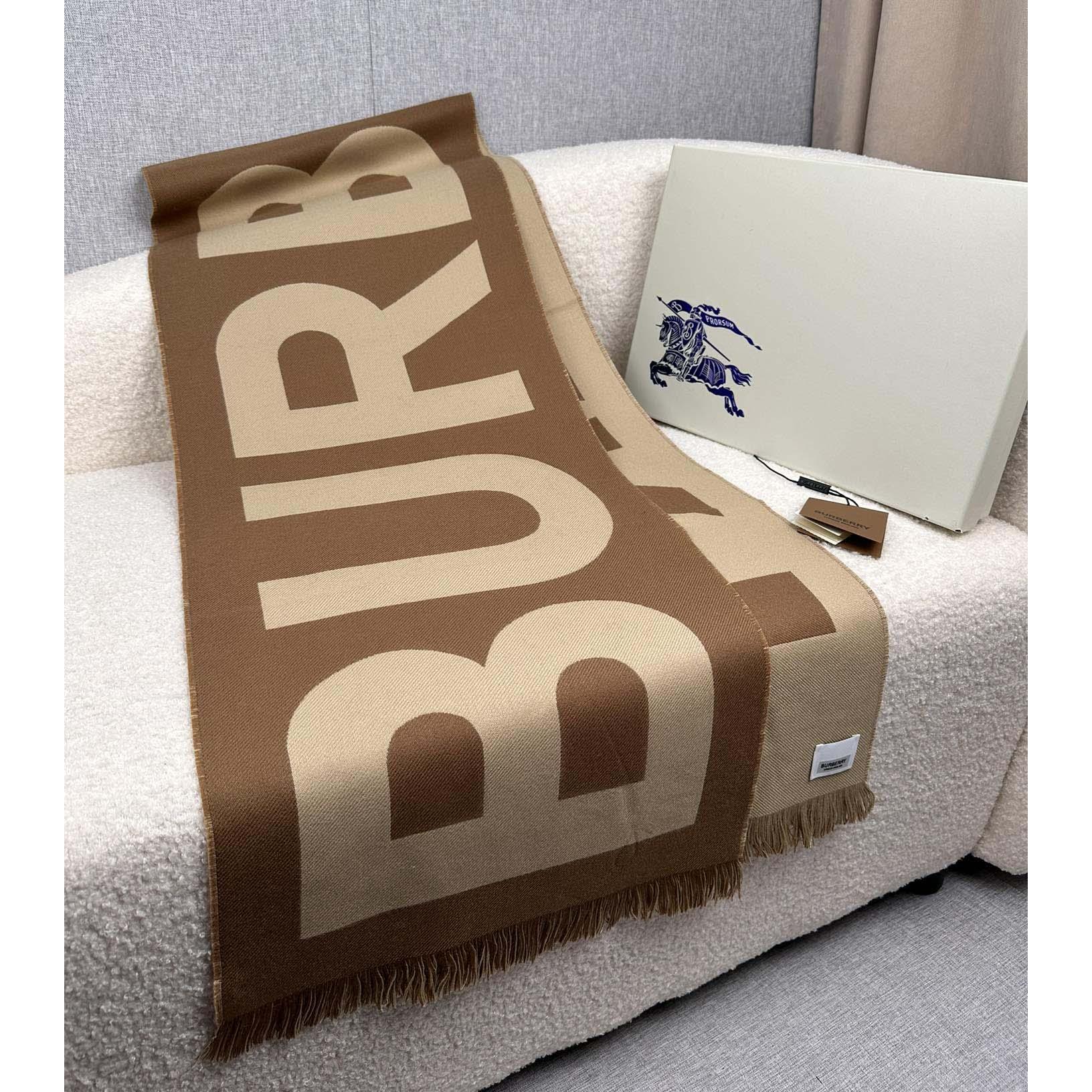 Burberry Logo Wool Jacquard Scarf - DopestKickz