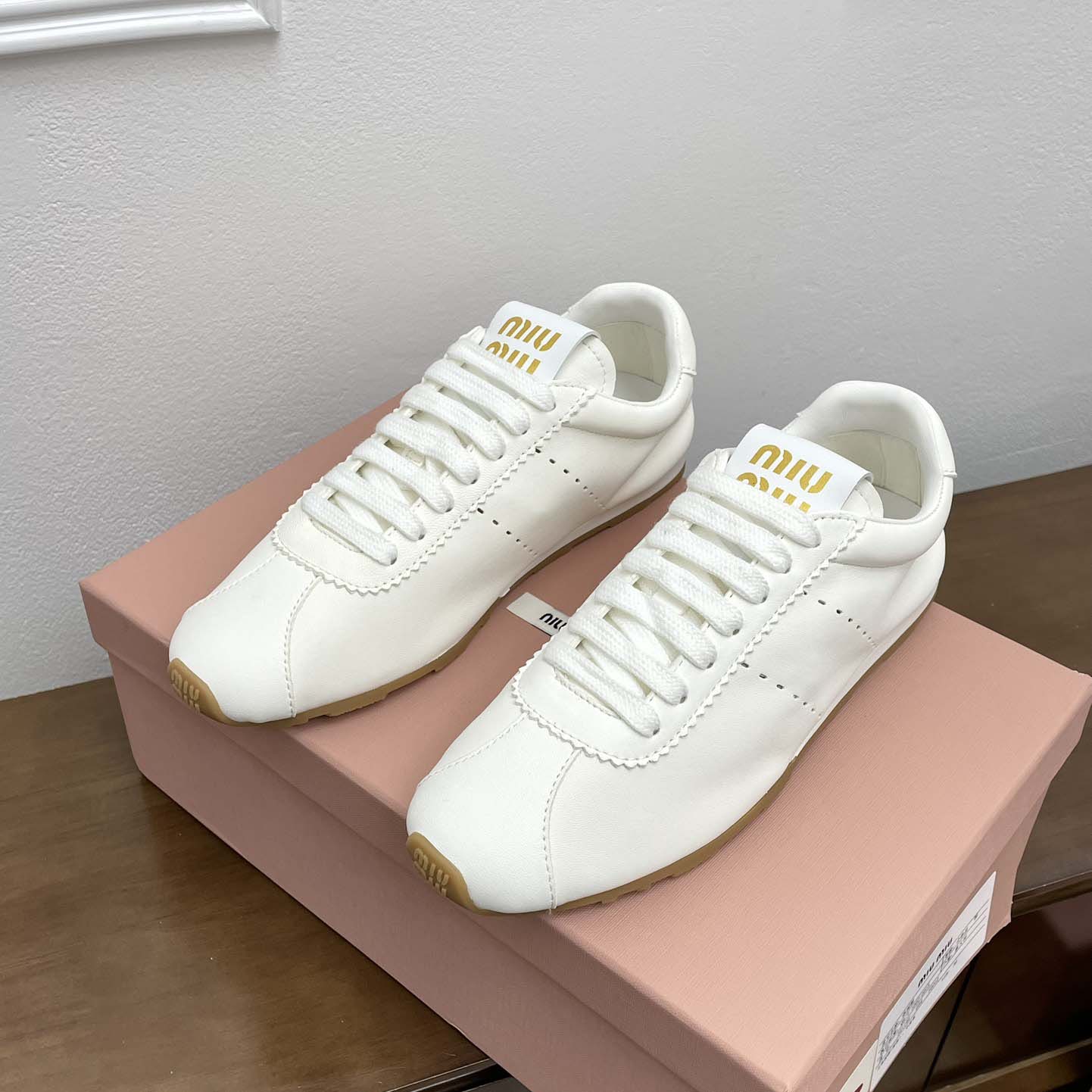Miu Miu Plume Nappa Leather Sneakers - DopestKickz