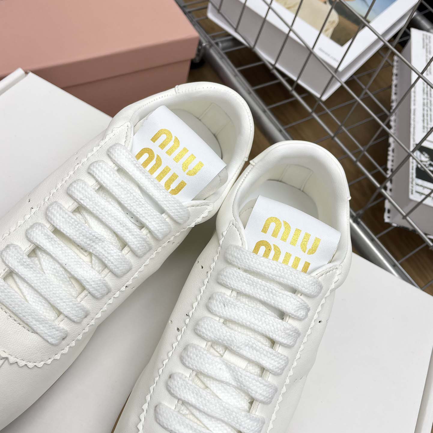 Miu Miu Plume Nappa Leather Sneakers - DopestKickz