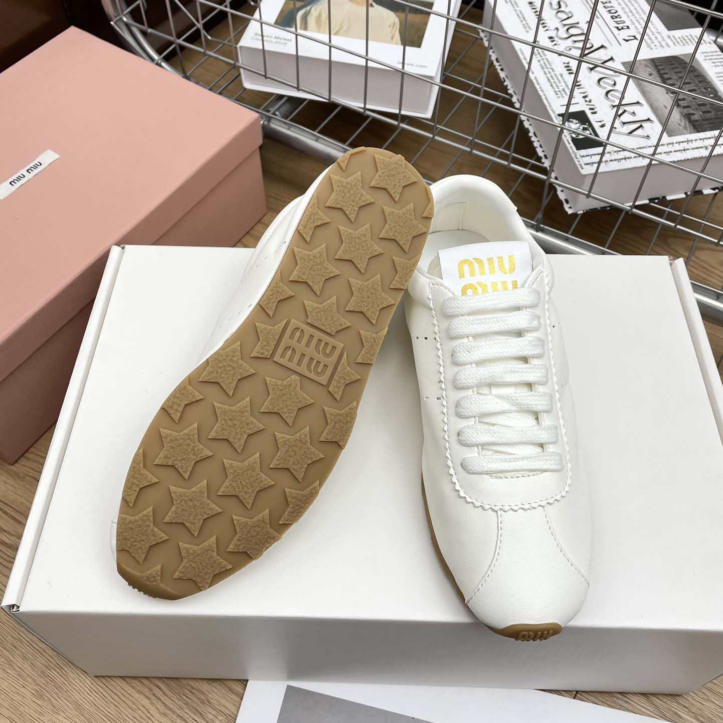 Miu Miu Plume Nappa Leather Sneakers - DopestKickz