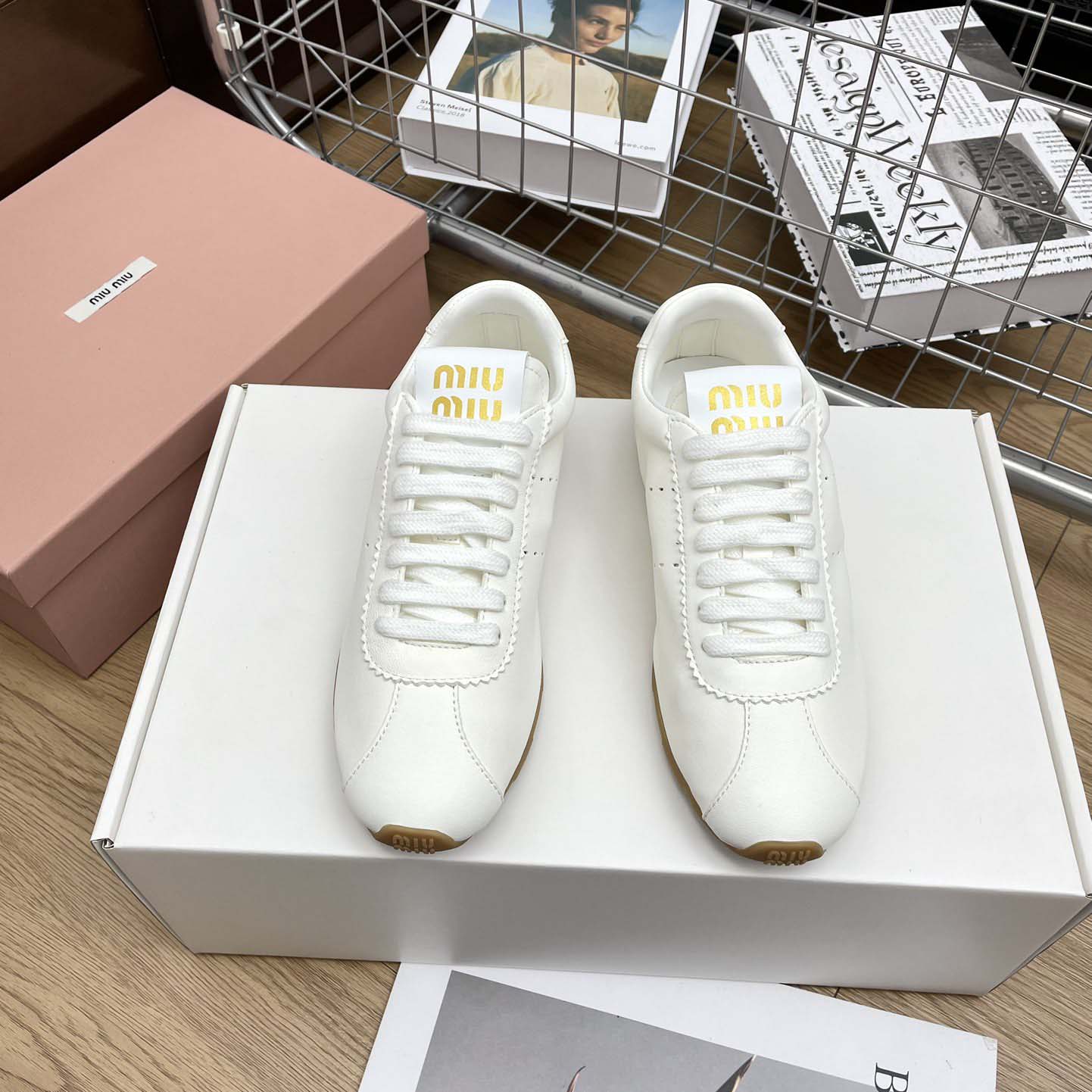 Miu Miu Plume Nappa Leather Sneakers - DopestKickz