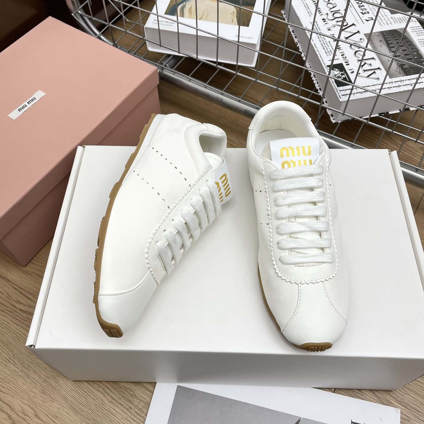 Miu Miu Plume Nappa Leather Sneakers - DopestKickz