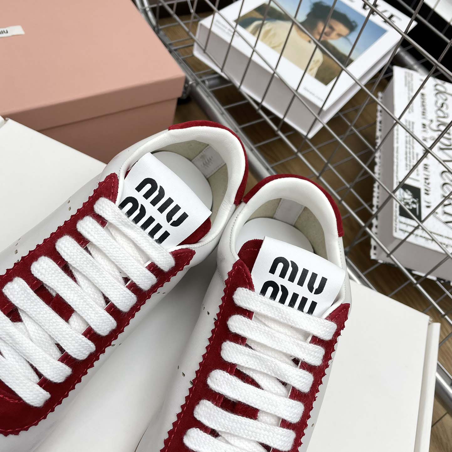 Miu Miu Plume Nappa Leather And Suede Sneakers - DopestKickz