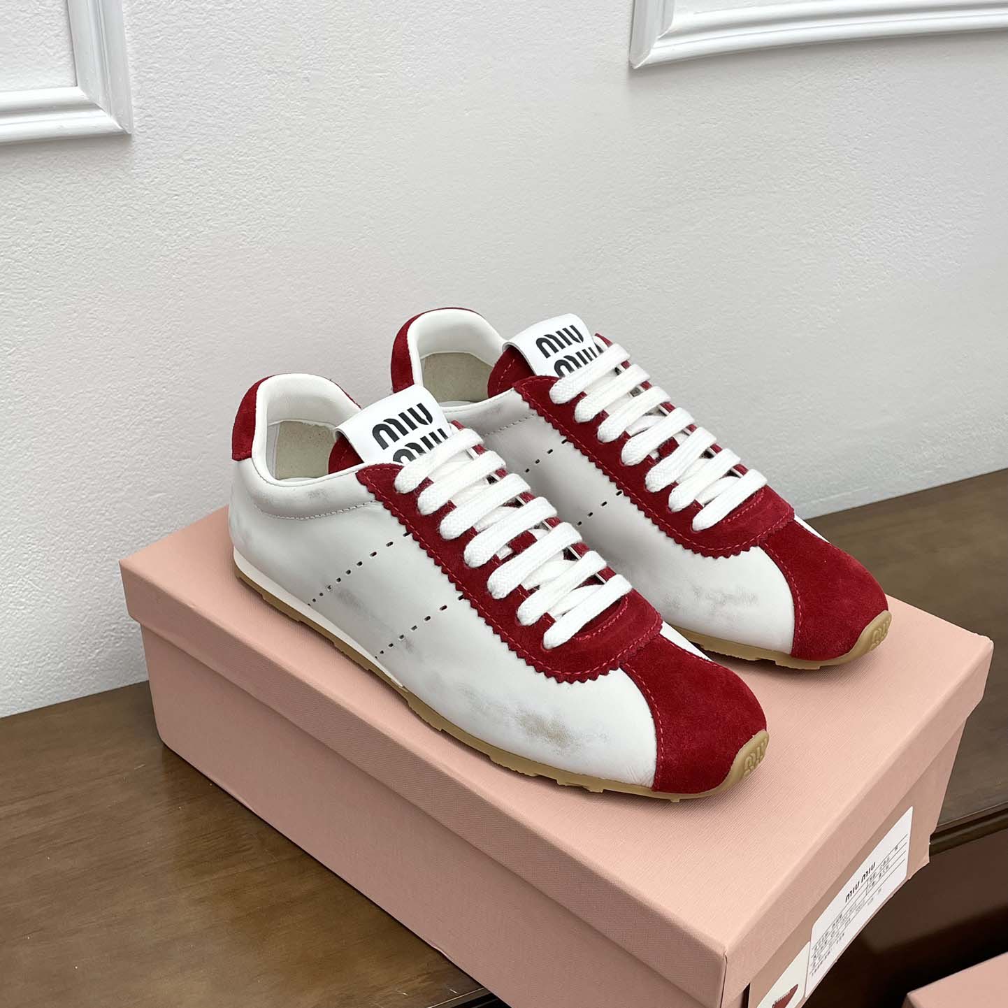 Miu Miu Plume Nappa Leather And Suede Sneakers - DopestKickz