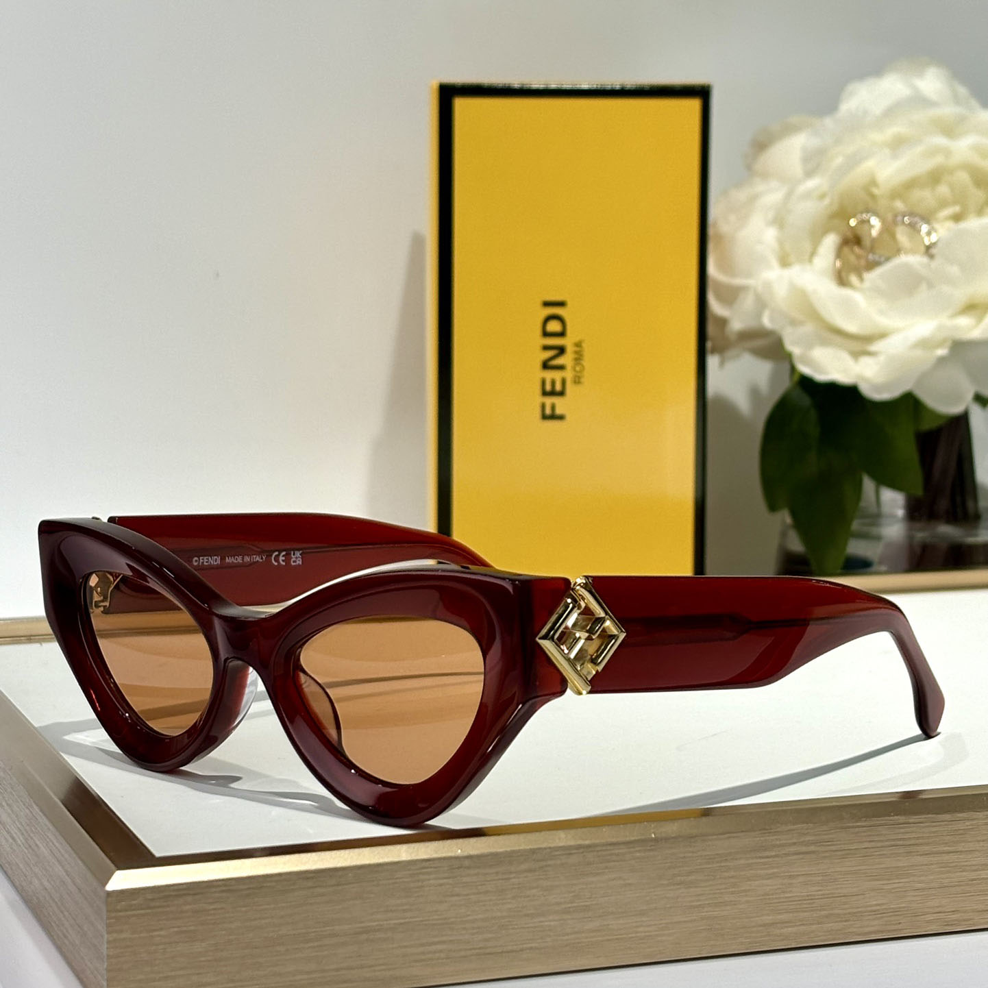 Fendi FF Diamonds Red Acetate Sunglasses   FE40146l - DopestKickz