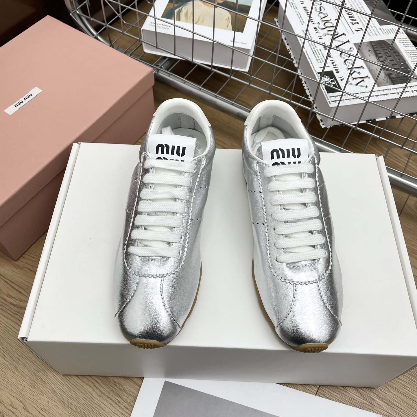Miu Miu Plume Mordoré Calfskin Sneakers - DopestKickz