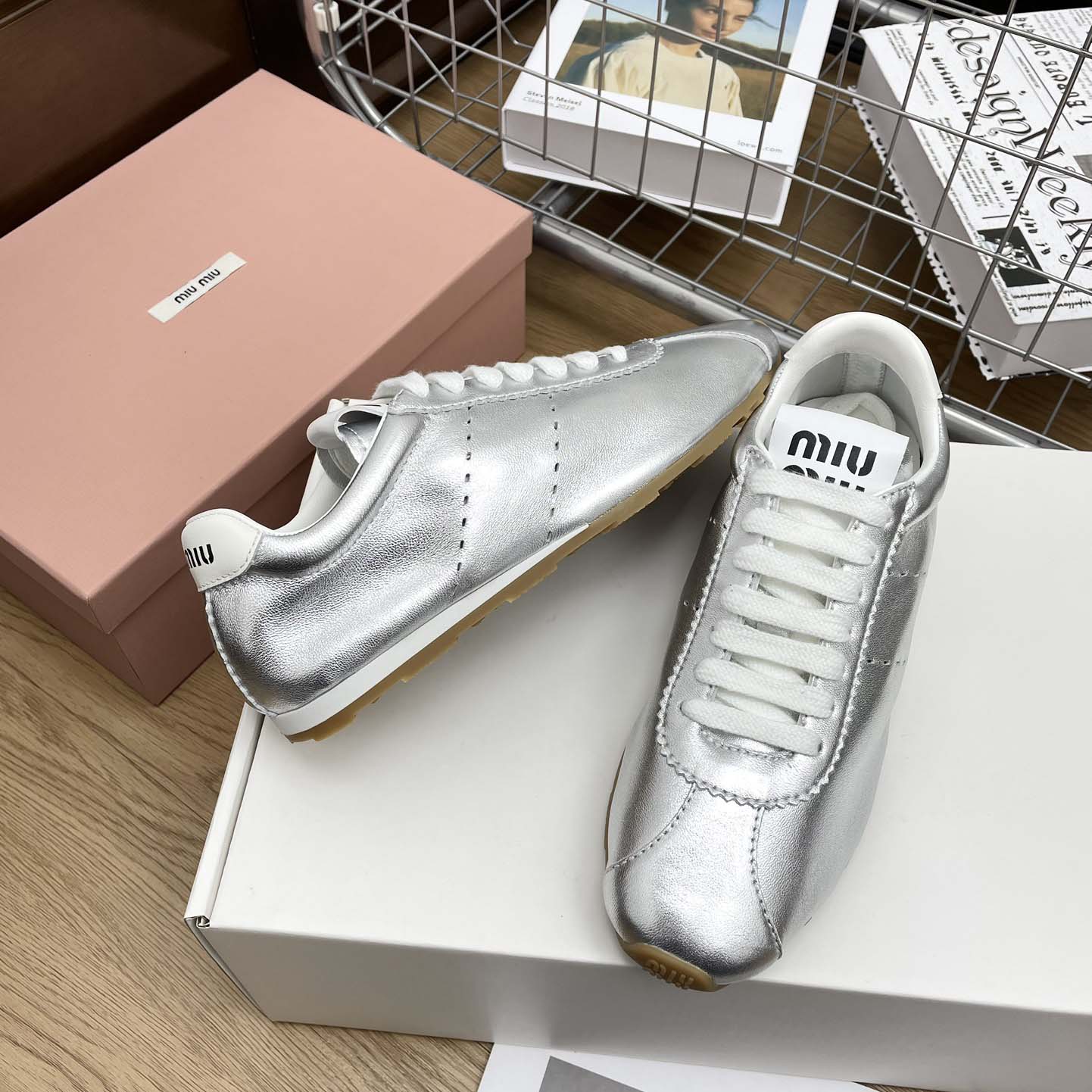Miu Miu Plume Mordoré Calfskin Sneakers - DopestKickz