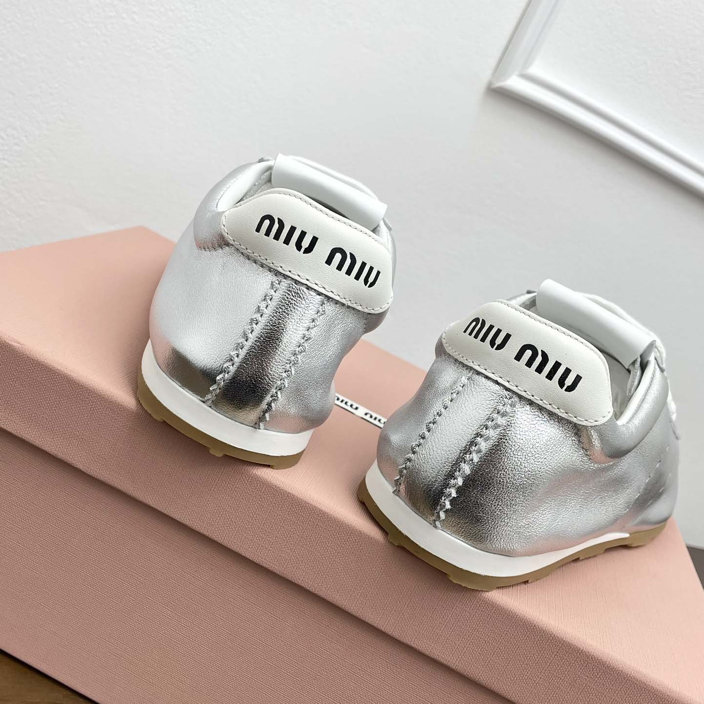 Miu Miu Plume Mordoré Calfskin Sneakers - DopestKickz