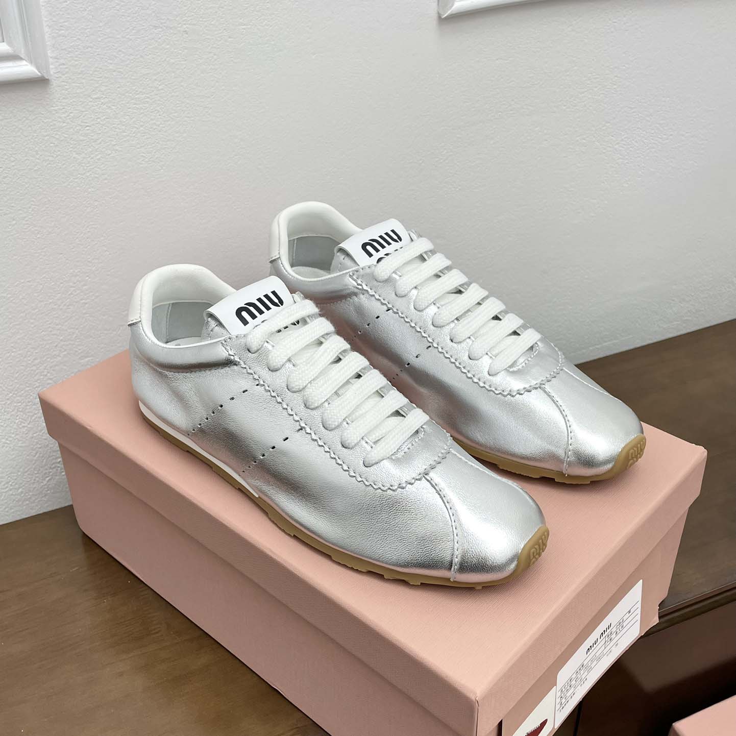 Miu Miu Plume Mordoré Calfskin Sneakers - DopestKickz
