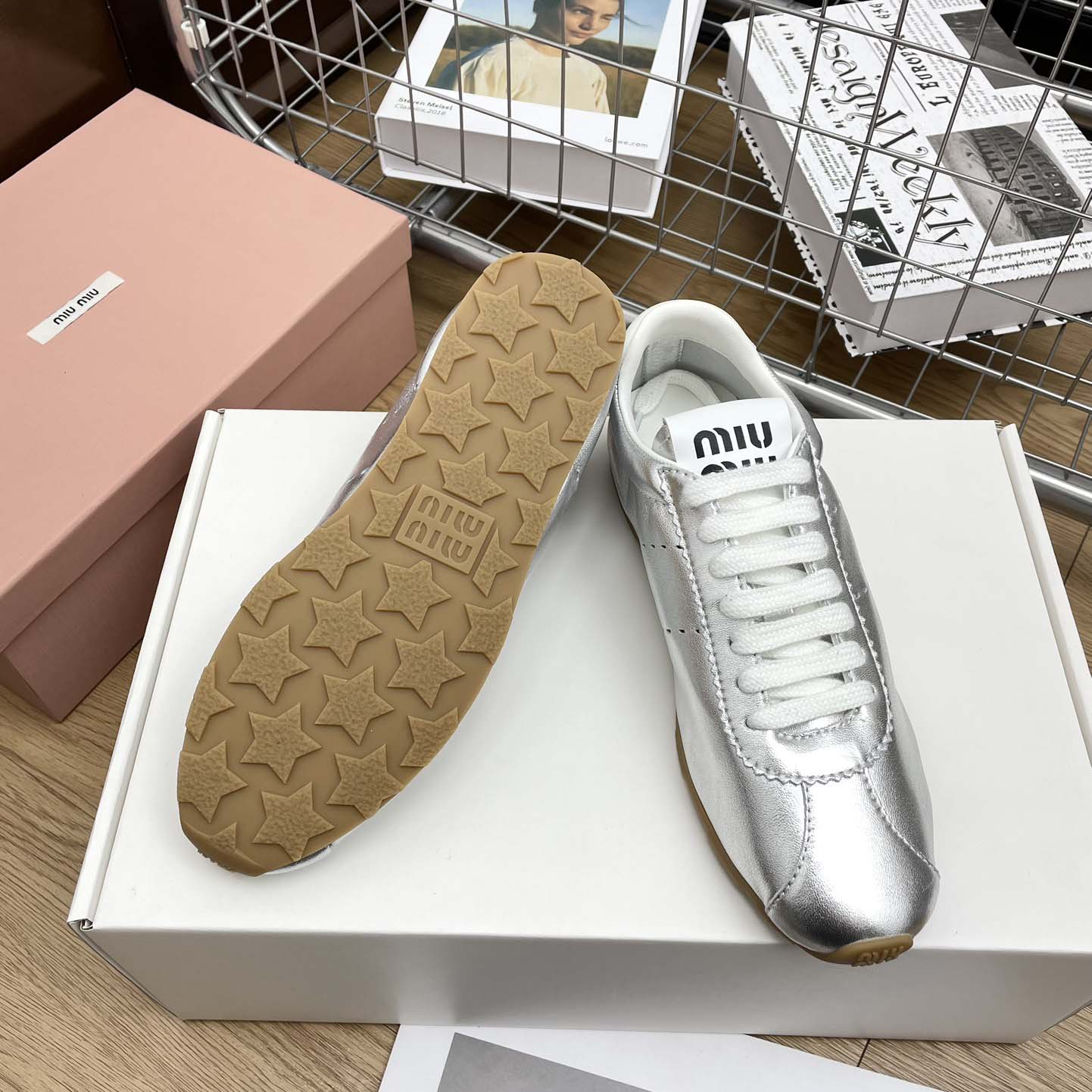 Miu Miu Plume Mordoré Calfskin Sneakers - DopestKickz