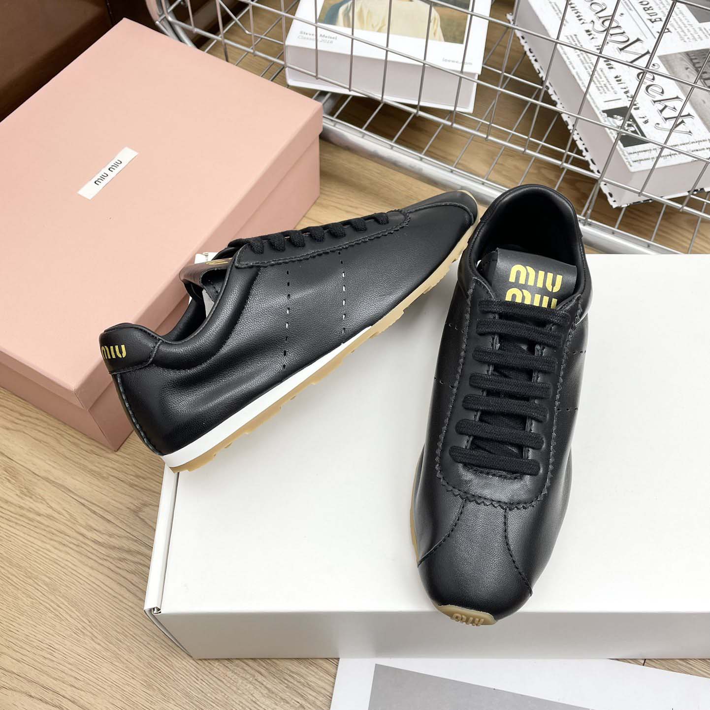 Miu Miu Plume Nappa Leather Sneakers - DopestKickz