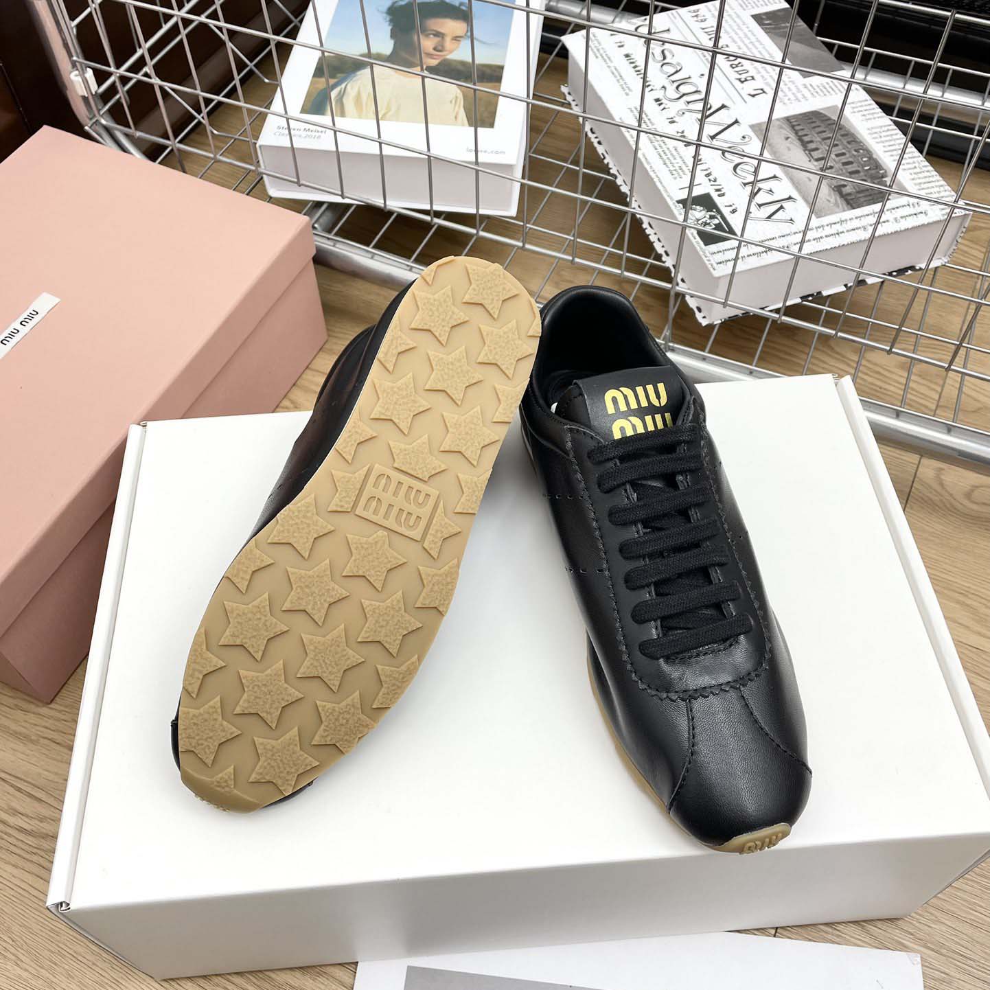 Miu Miu Plume Nappa Leather Sneakers - DopestKickz