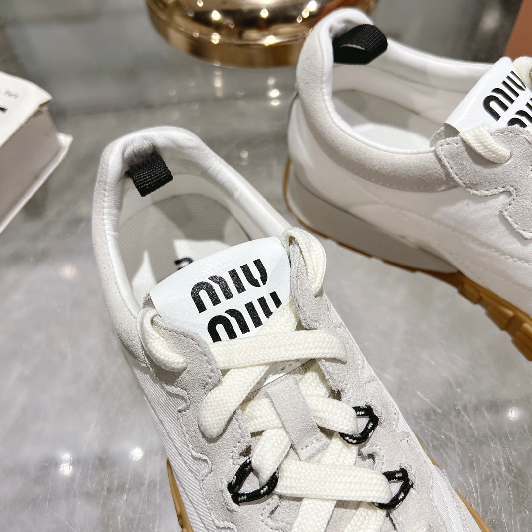 Miu Miu Tyre Technical Fabric And Suede Sneakers - DopestKickz