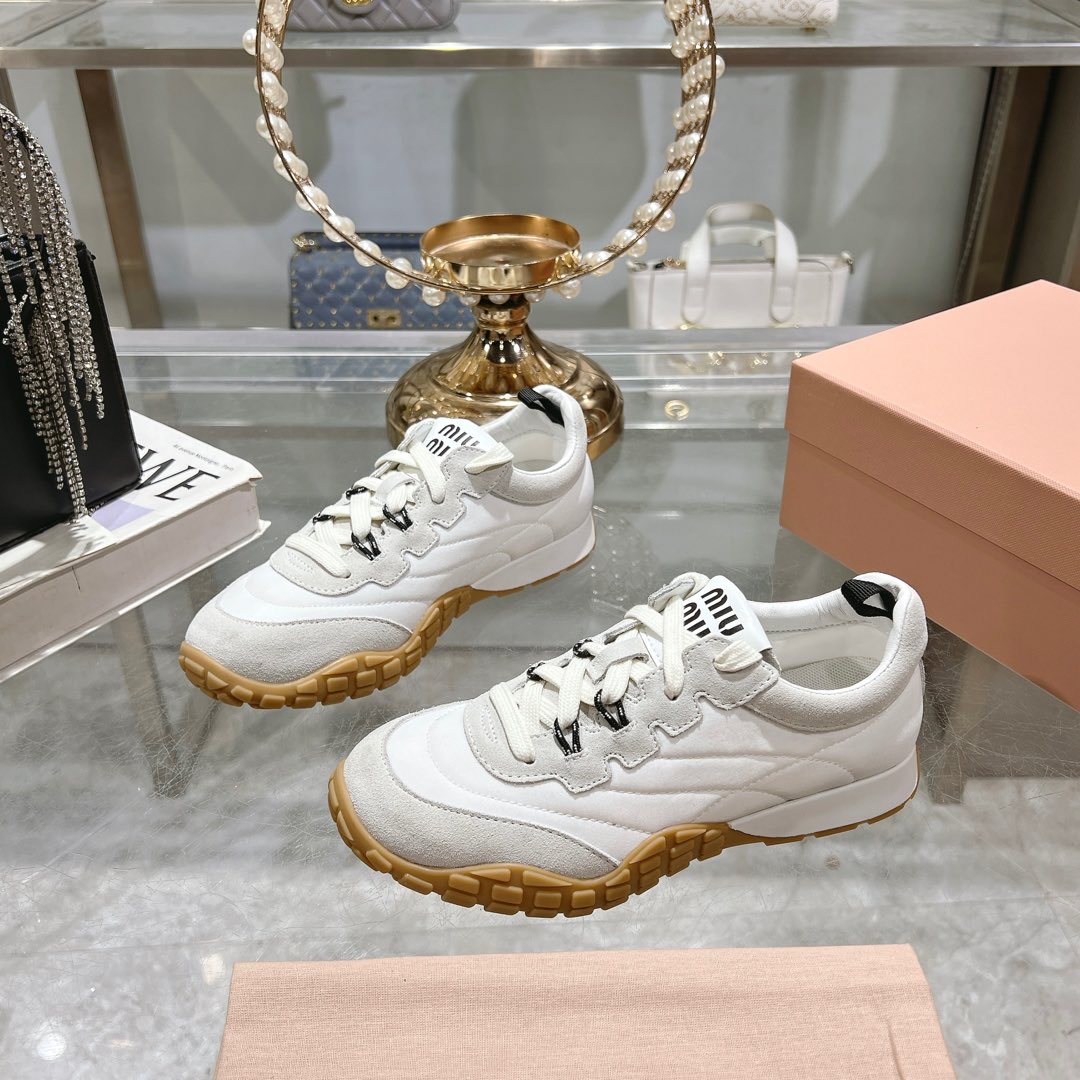 Miu Miu Tyre Technical Fabric And Suede Sneakers - DopestKickz
