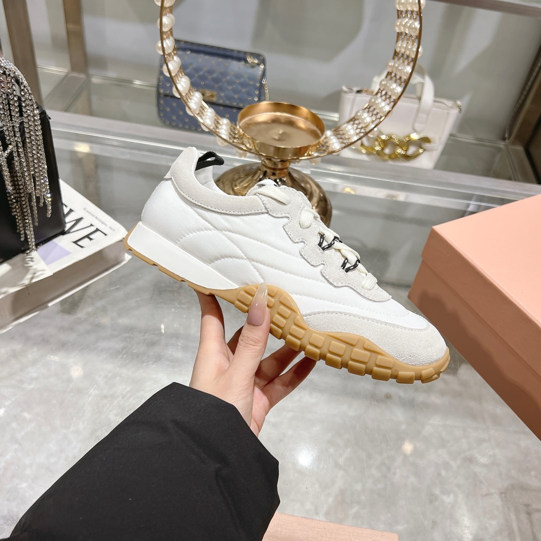 Miu Miu Tyre Technical Fabric And Suede Sneakers - DopestKickz