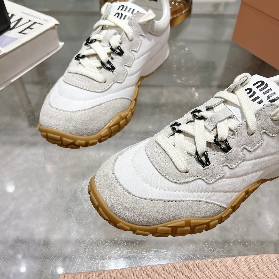 Miu Miu Tyre Technical Fabric And Suede Sneakers - DopestKickz
