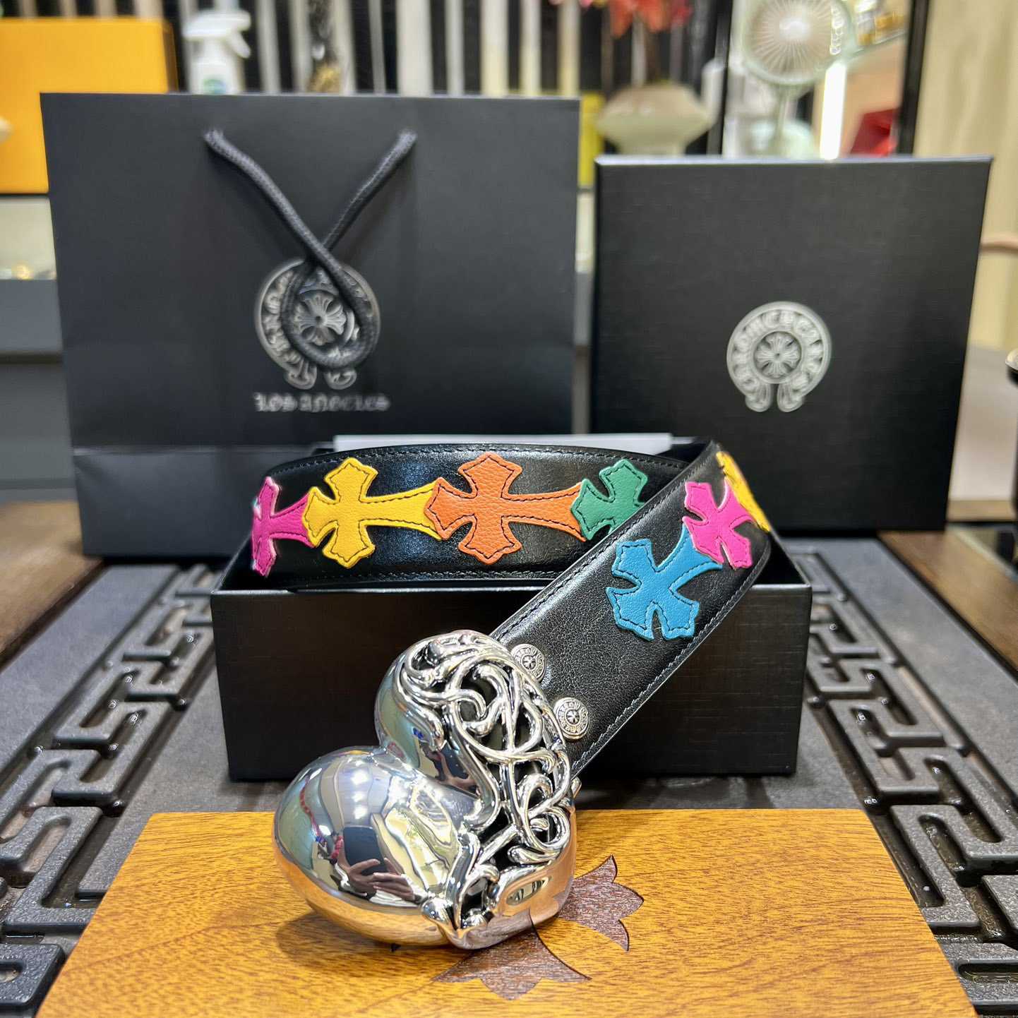 Chrome Hearts Colorful Cross Stitch CH Crochet Belt - DopestKickz