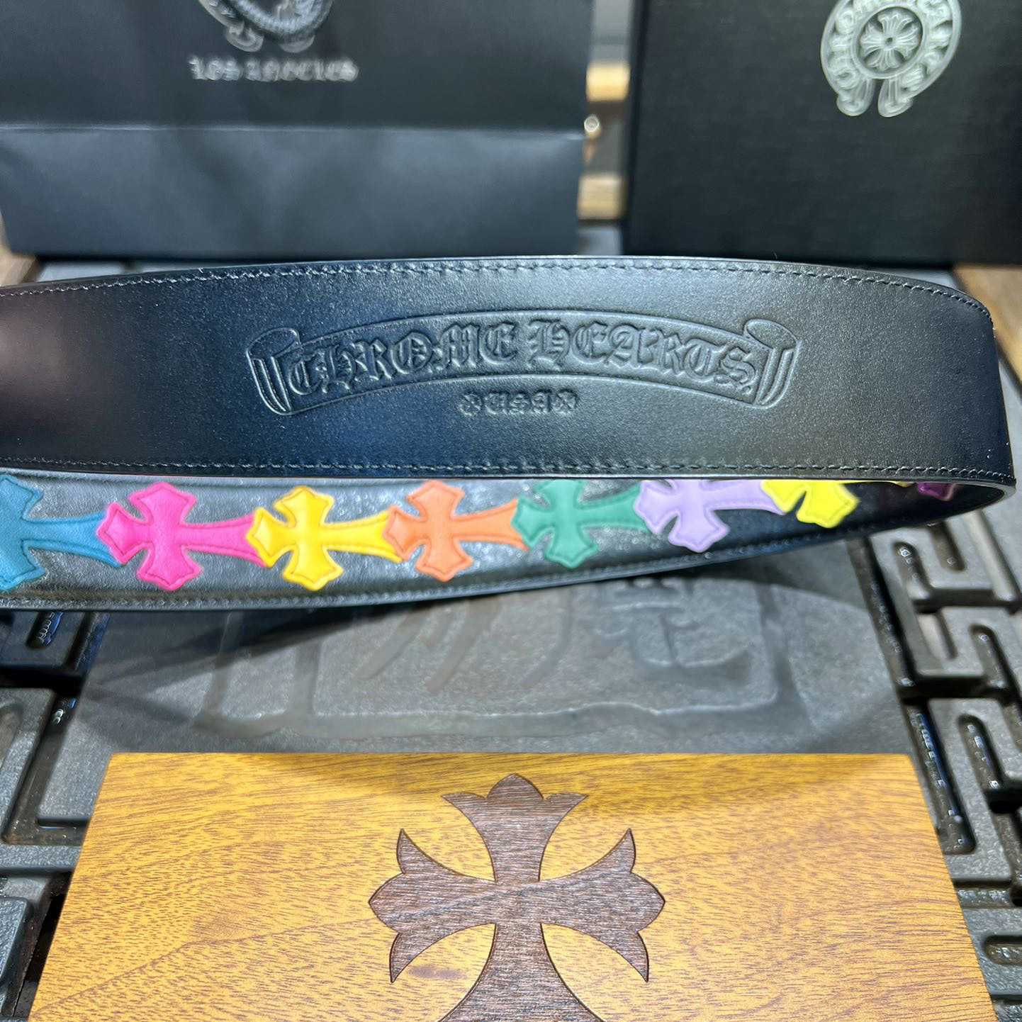 Chrome Hearts Colorful Cross Stitch CH Crochet Belt - DopestKickz