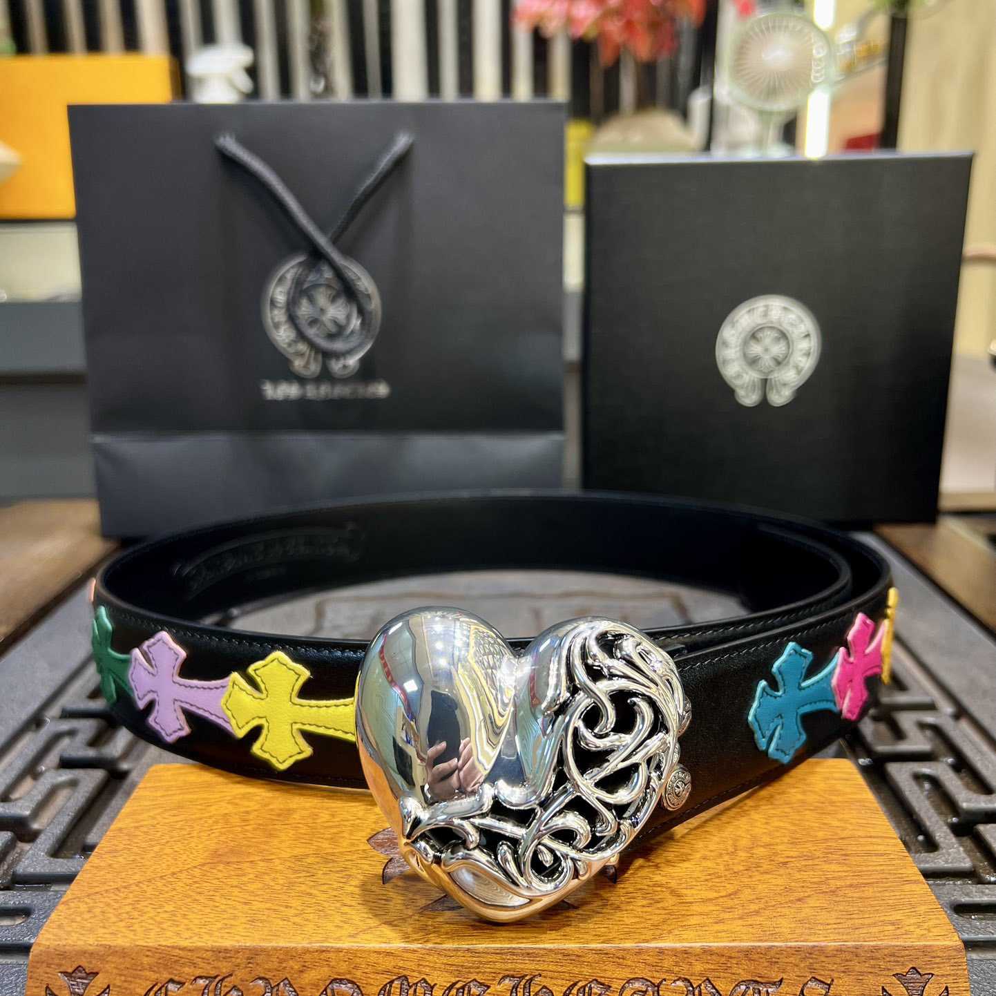 Chrome Hearts Colorful Cross Stitch CH Crochet Belt - DopestKickz