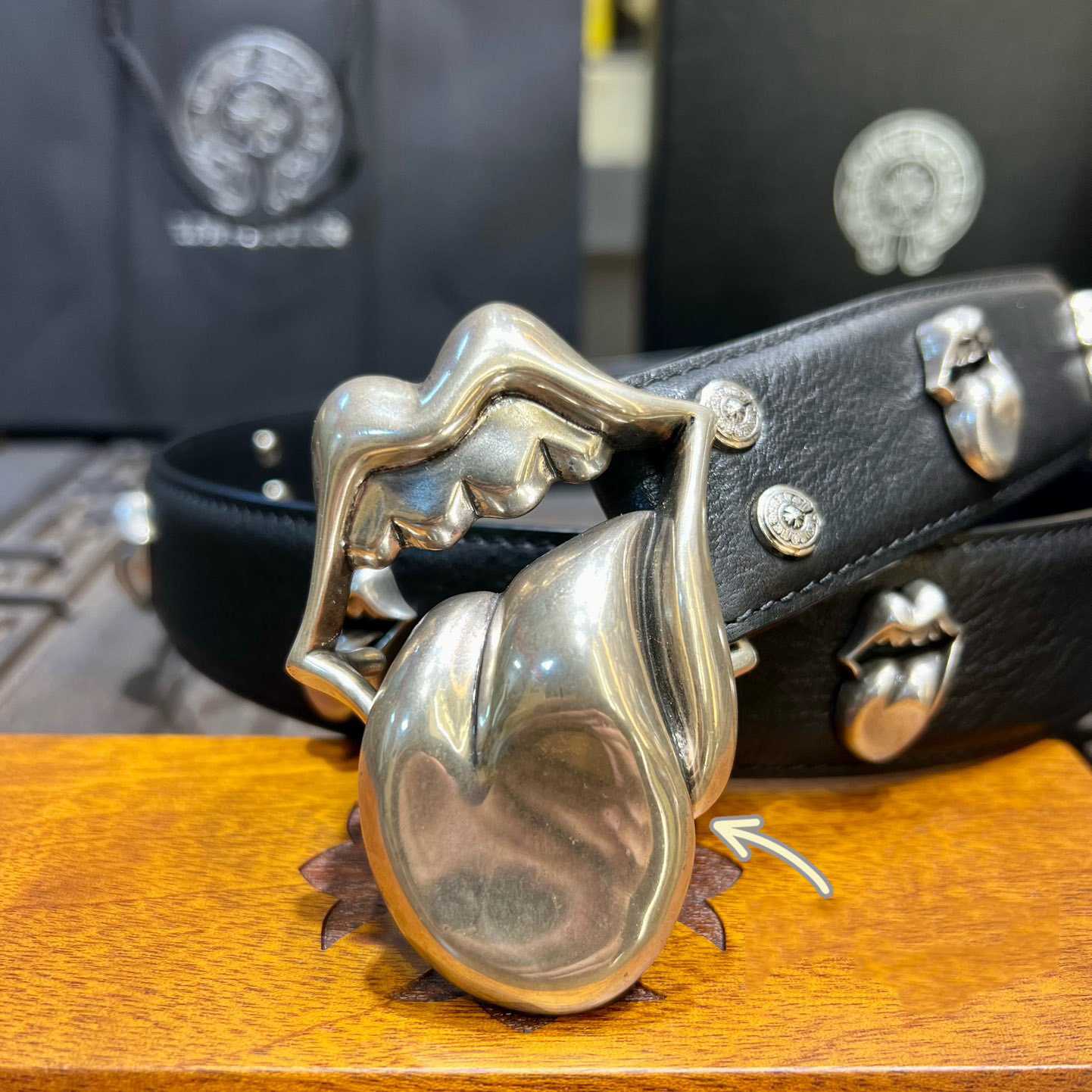 Chrome Hearts Rolling Stones Studded Belt & Buckle - DopestKickz