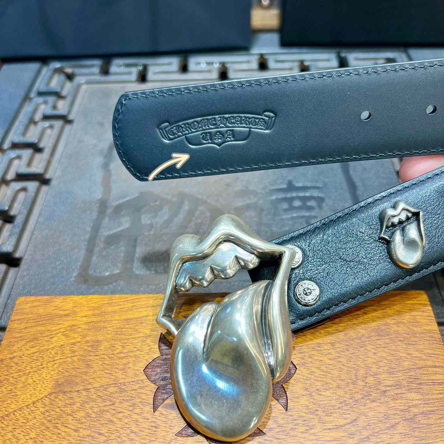 Chrome Hearts Rolling Stones Studded Belt & Buckle - DopestKickz