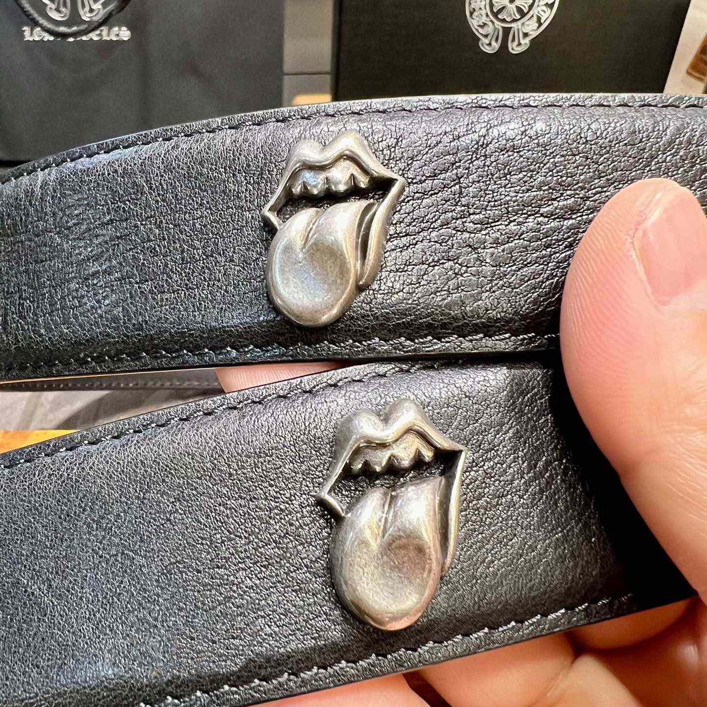 Chrome Hearts Rolling Stones Studded Belt & Buckle - DopestKickz