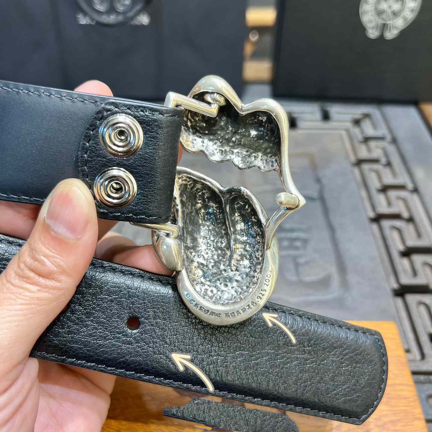 Chrome Hearts Rolling Stones Studded Belt & Buckle - DopestKickz