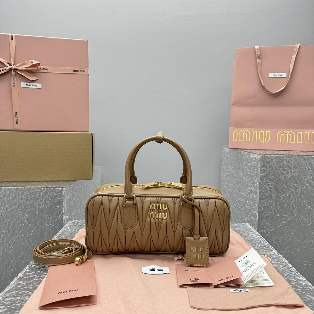 Miu Miu Arcadie Matelassé Nappa Leather Bag   27-12-9cm - DopestKickz