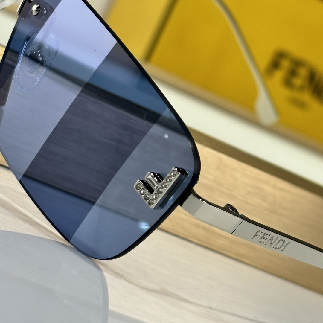 Fendi First Crystal Palladium-colored Sunglasses With Blue Lenses    - DopestKickz