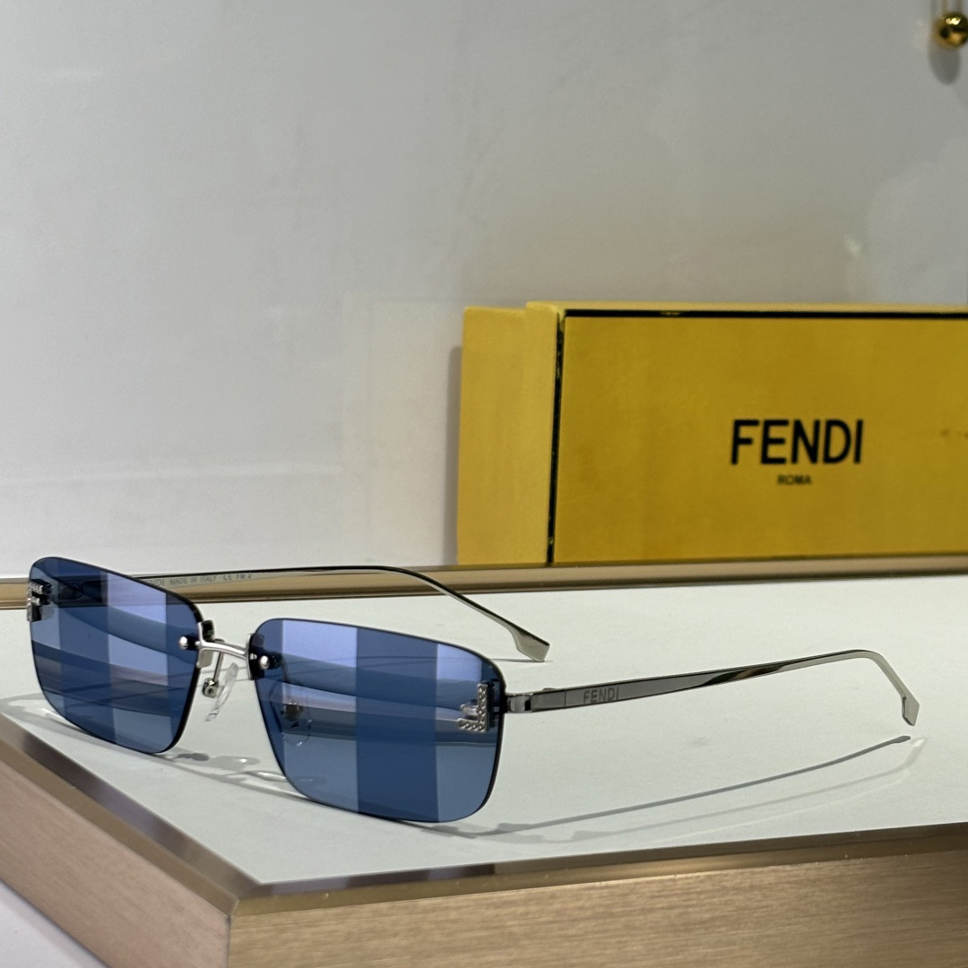 Fendi First Crystal Palladium-colored Sunglasses With Blue Lenses    - DopestKickz