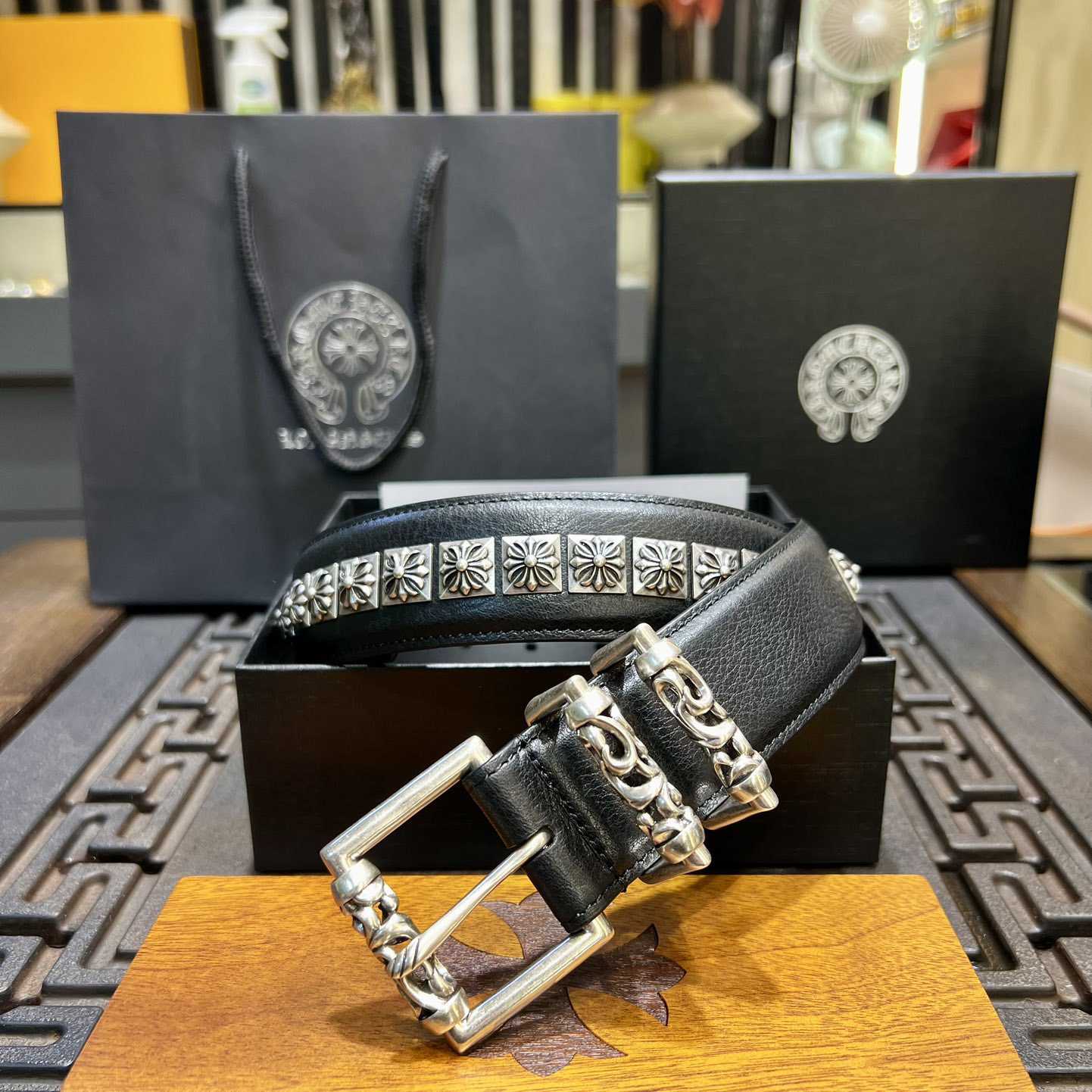 Chrome Hearts Retro Punk Rock Genuine Leather Belt   38MM - DopestKickz