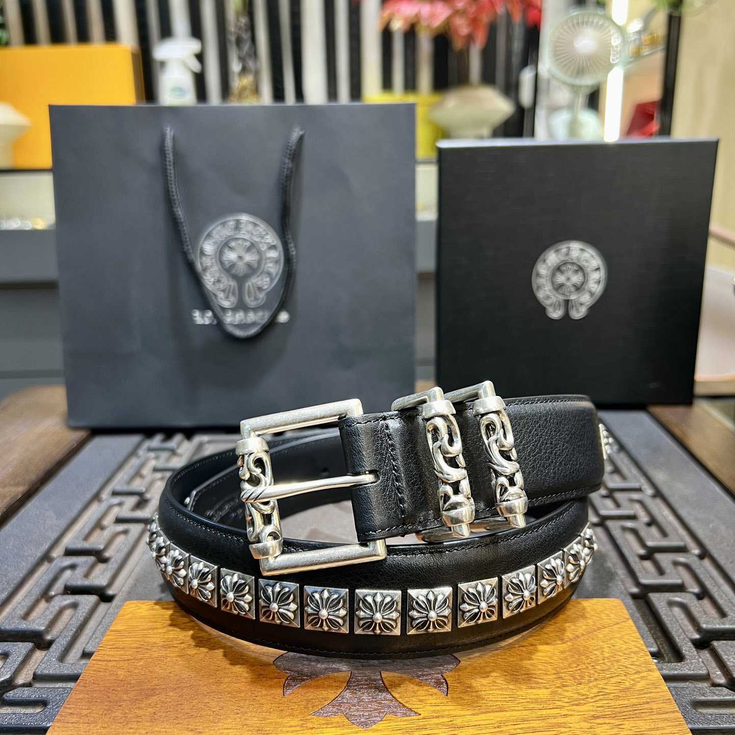 Chrome Hearts Retro Punk Rock Genuine Leather Belt   38MM - DopestKickz