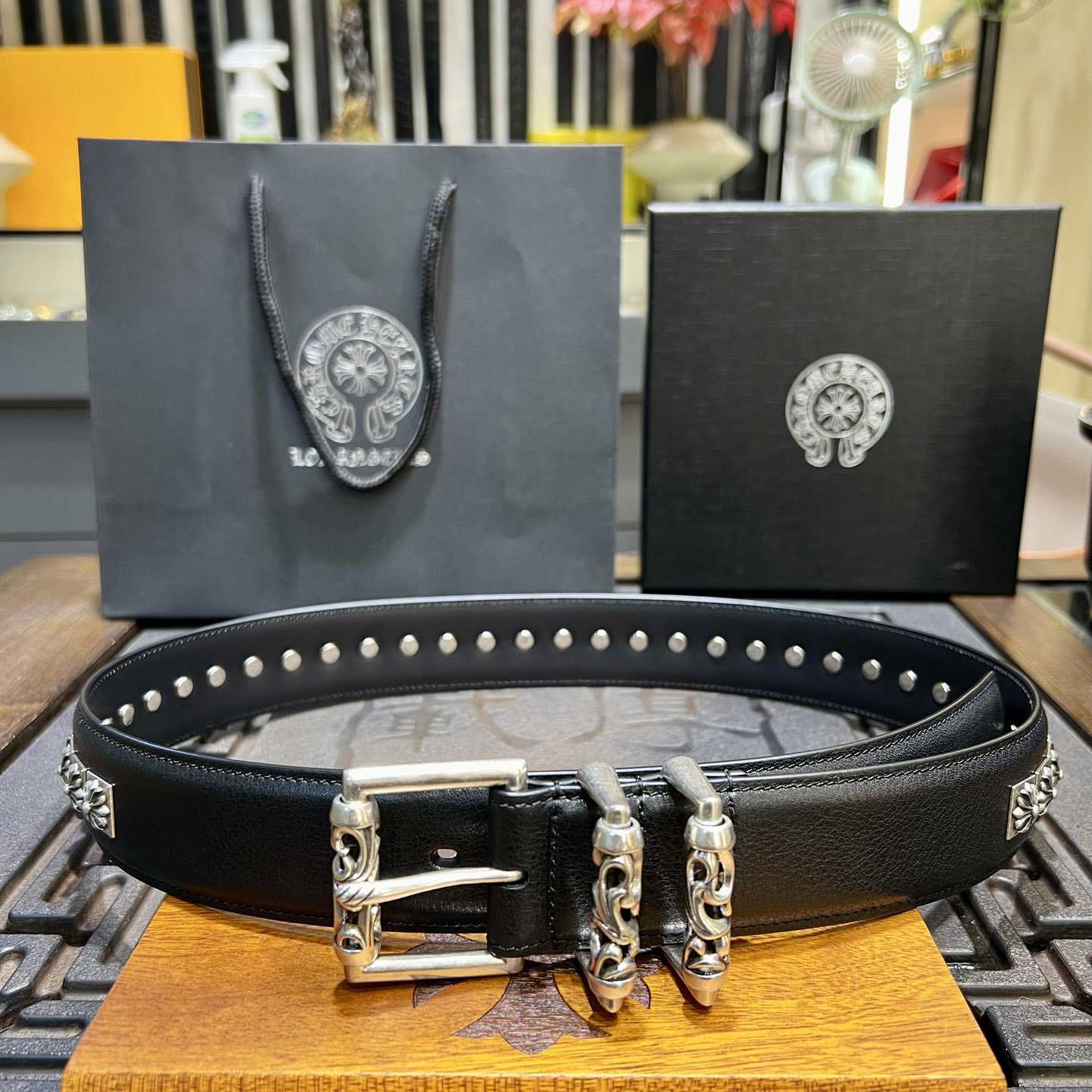 Chrome Hearts Retro Punk Rock Genuine Leather Belt   38MM - DopestKickz