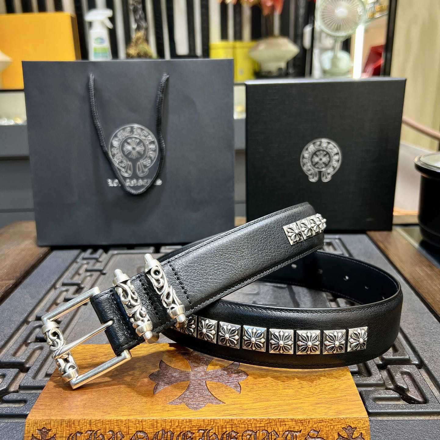 Chrome Hearts Retro Punk Rock Genuine Leather Belt   38MM - DopestKickz