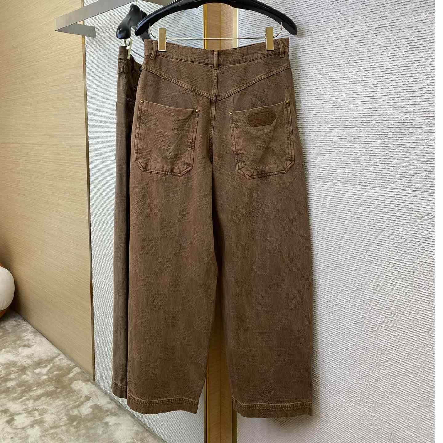 Louis Vuitton Brown Wash Effect Straight Leg Pants - DopestKickz