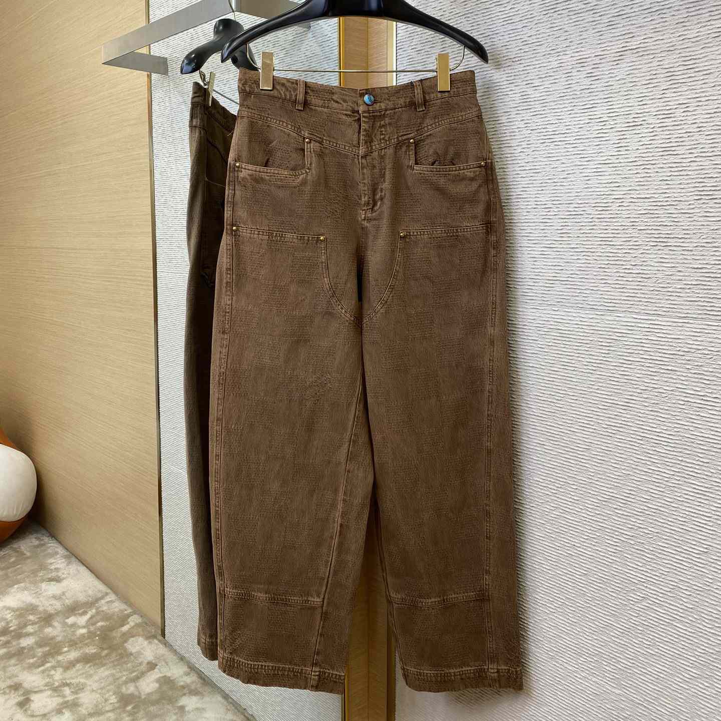 Louis Vuitton Brown Wash Effect Straight Leg Pants - DopestKickz