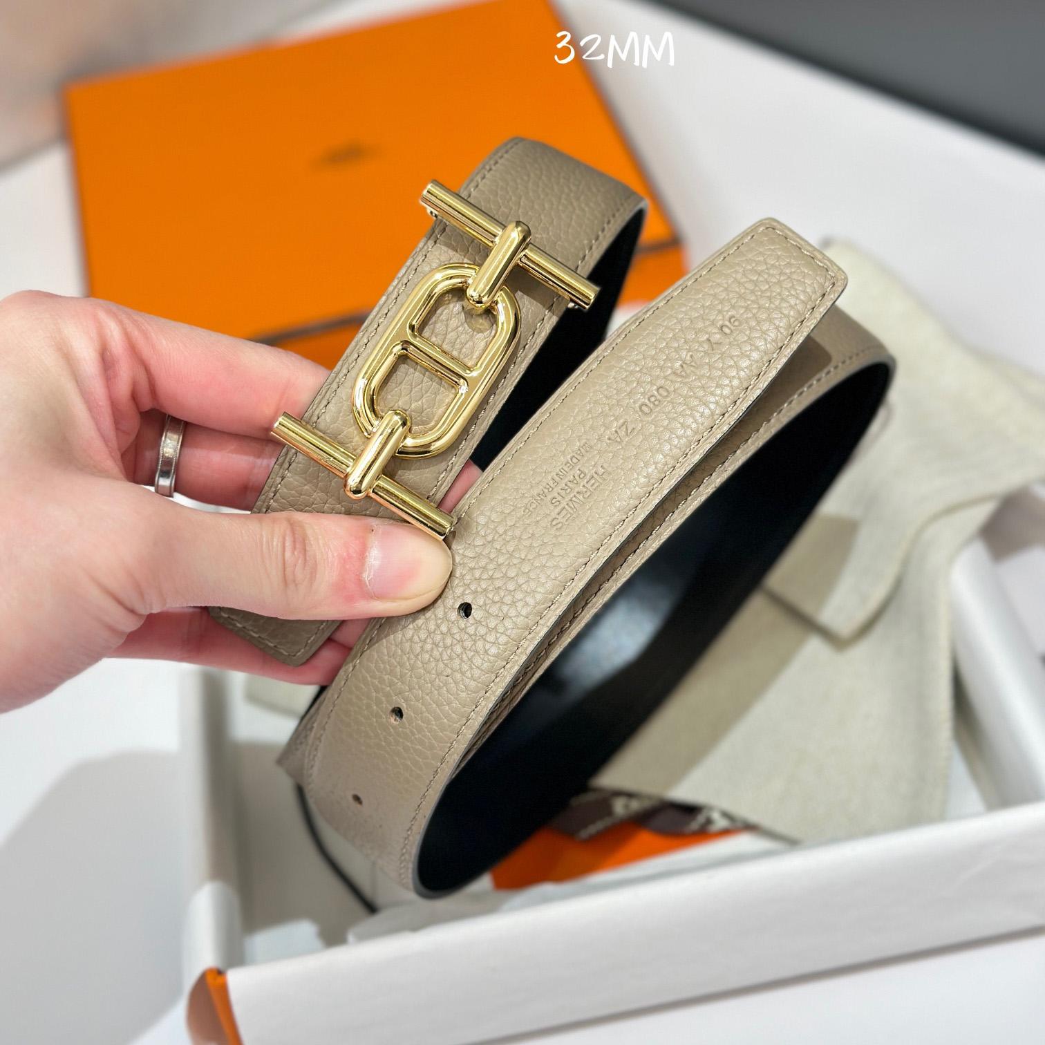 Hermes Ancre Buckle & Reversible Leather Strap 32mm - DopestKickz